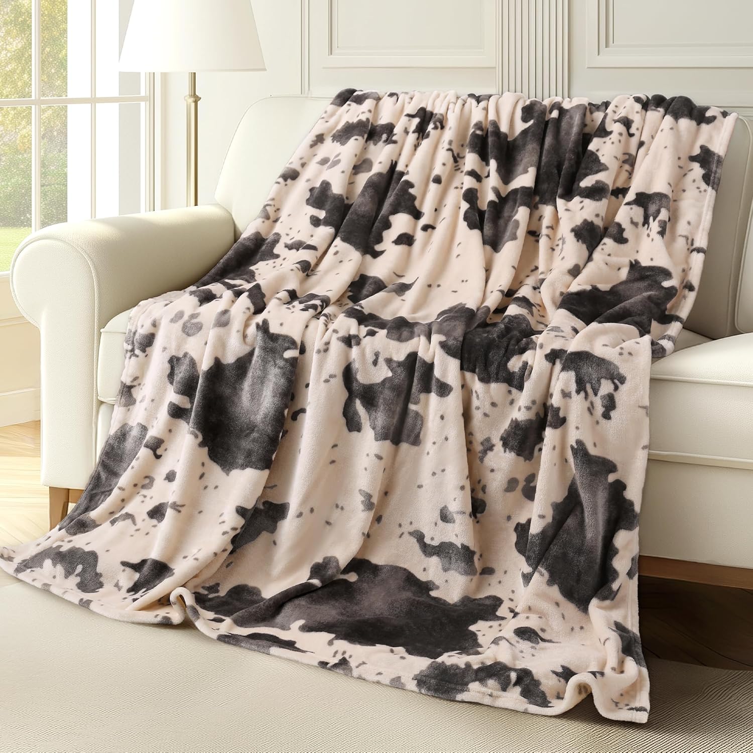 Black Throw Pillow — 60" — Pink Cow