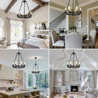 Adjustable Farmhouse Black Chandelier — 6-Light - View 8
