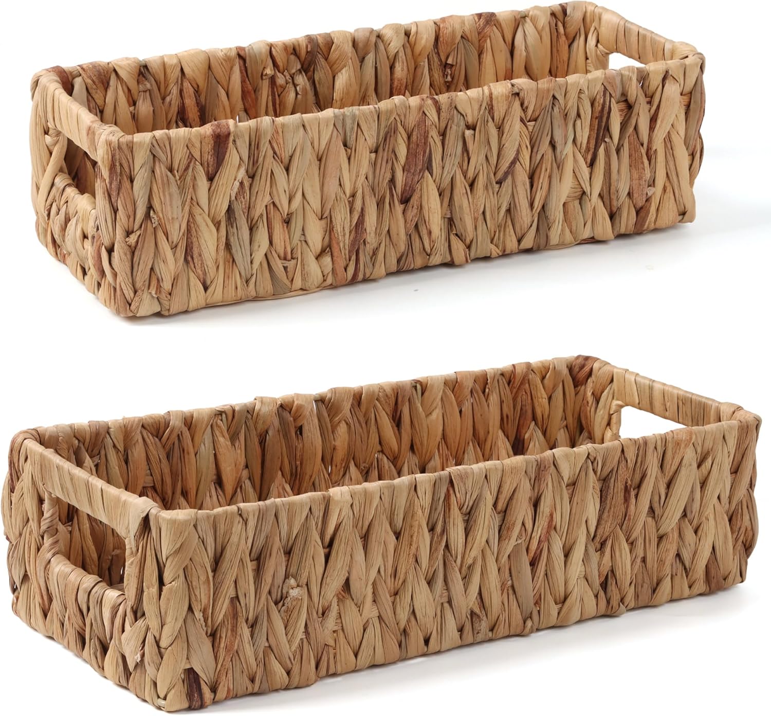 Rectangular Boho Beige Storage Bin — 14.5" — Natural