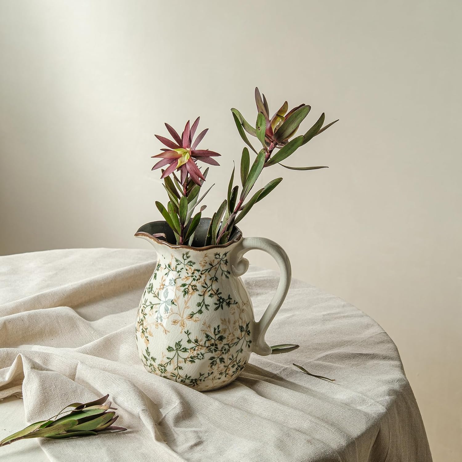 Vintage Farmhouse Beige Vase — 8" - View 4