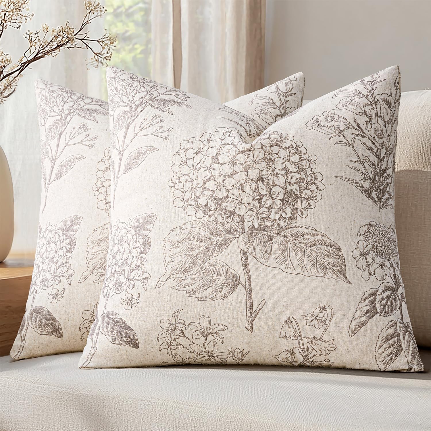 Vintage Boho Beige Pillow Cover — 20" — 20" x 20" (Pack of 2)