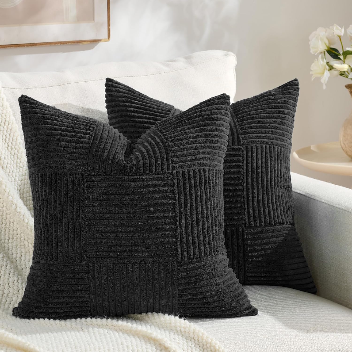 Boho Beige Throw Pillow Cover — 2-Light — 18" x 18" (Pack of 2)