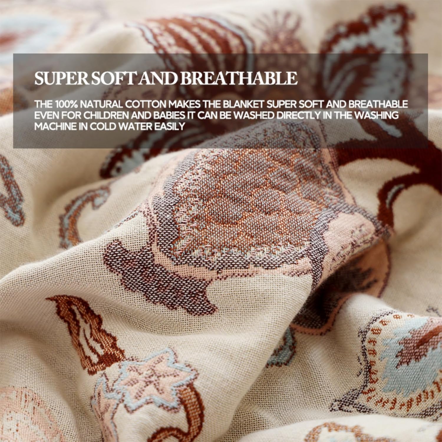 Boho Blue Throw Pillow — 90" - View 6