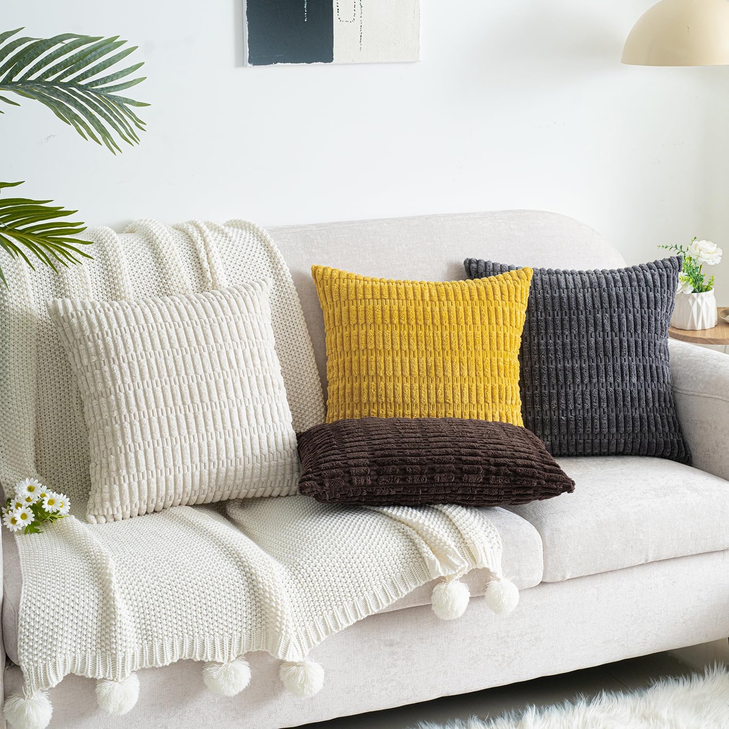 Lumbar Boho Beige Throw Pillow Cover — 20" - View 6