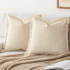 Boho Beige Throw Pillow Cover — 18" — Yellow