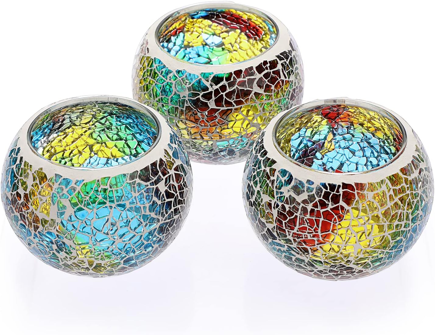 Round Blue Pillar Candle — Set of 3 — Rainbow