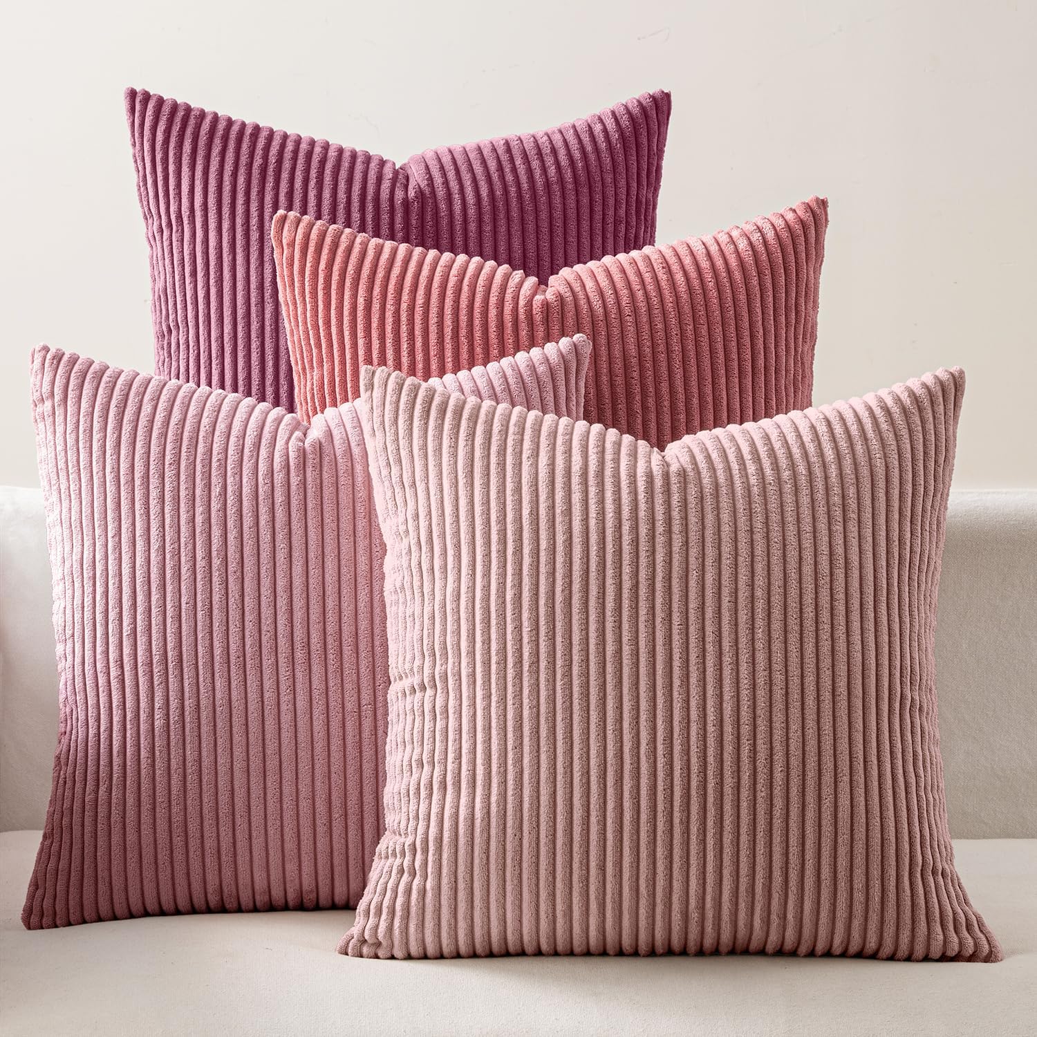 Boho Beige Throw Pillow Cover — 18" — Pink