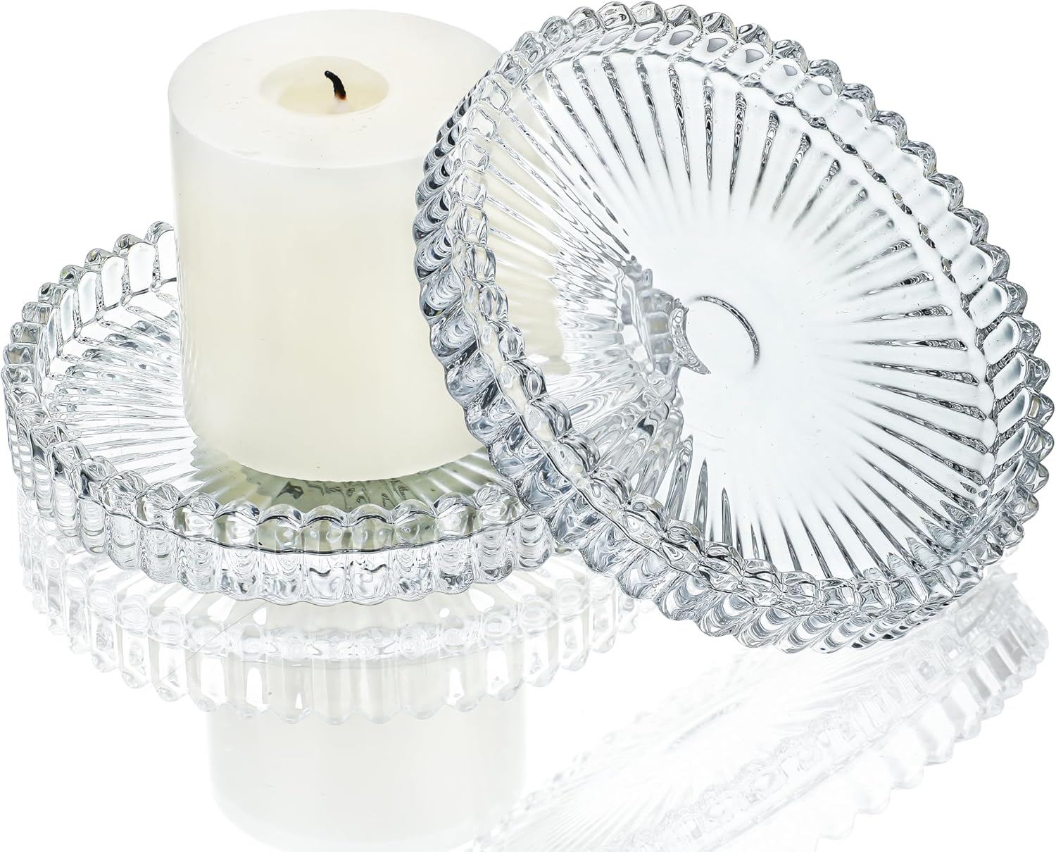 Round White Pillar Candle — 5" — Clear