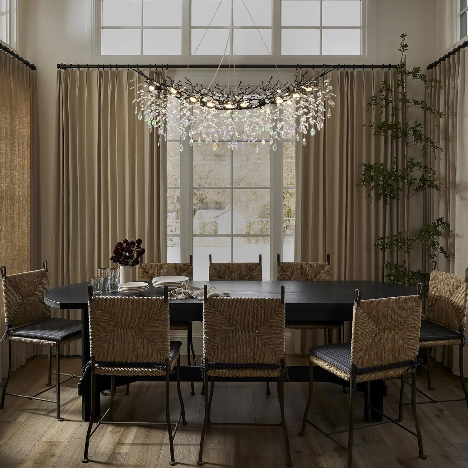 Rectangular Luxe Black Chandelier — 16-Light - View 2