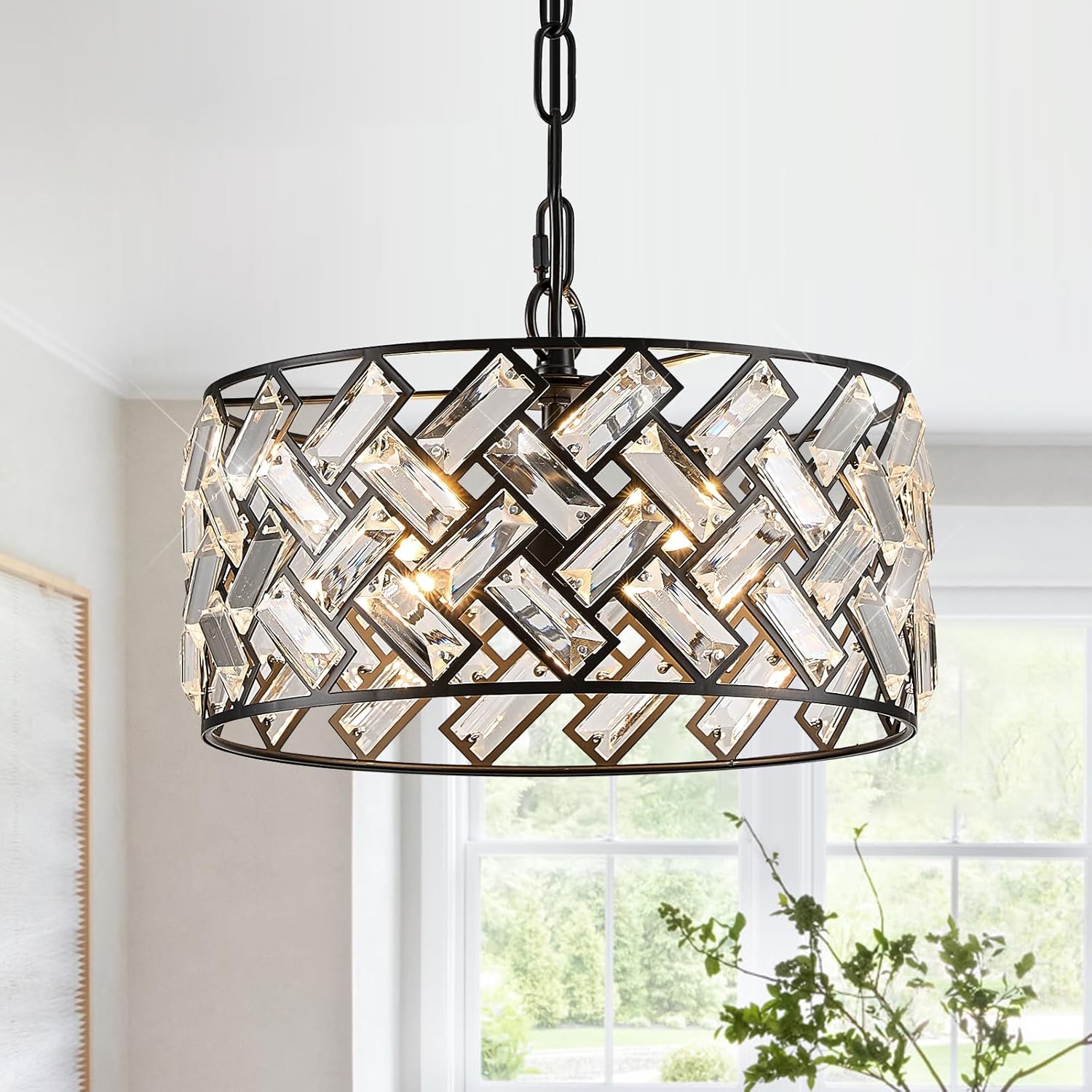 Round Luxe Black Chandelier — 20" — Small Black