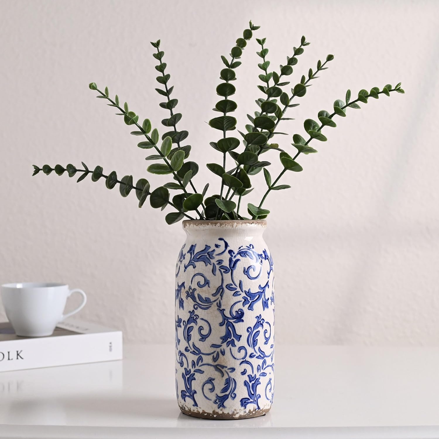 Farmhouse Blue Decorative Vase — 8" - View 6