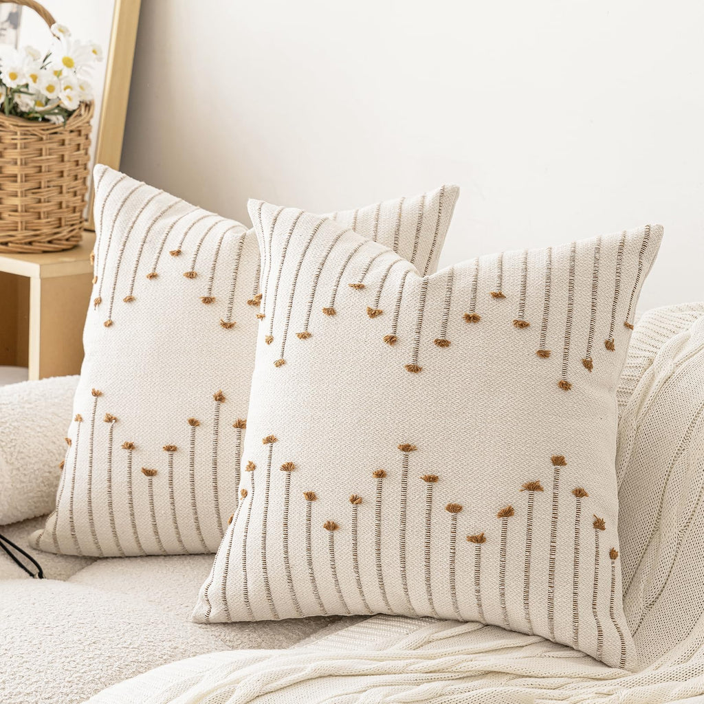 Boho Beige Throw Pillow Cover — 18"