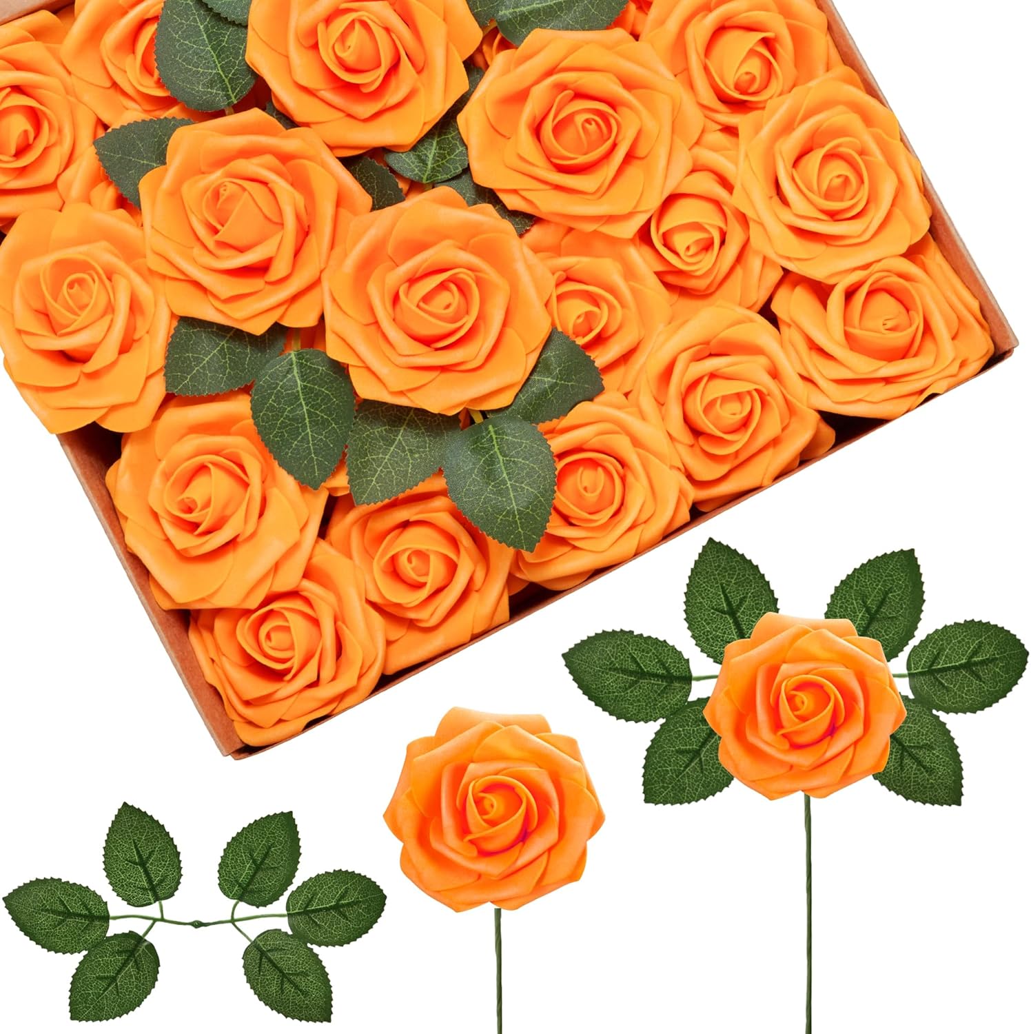 Beige Artificial Flowers — Orange