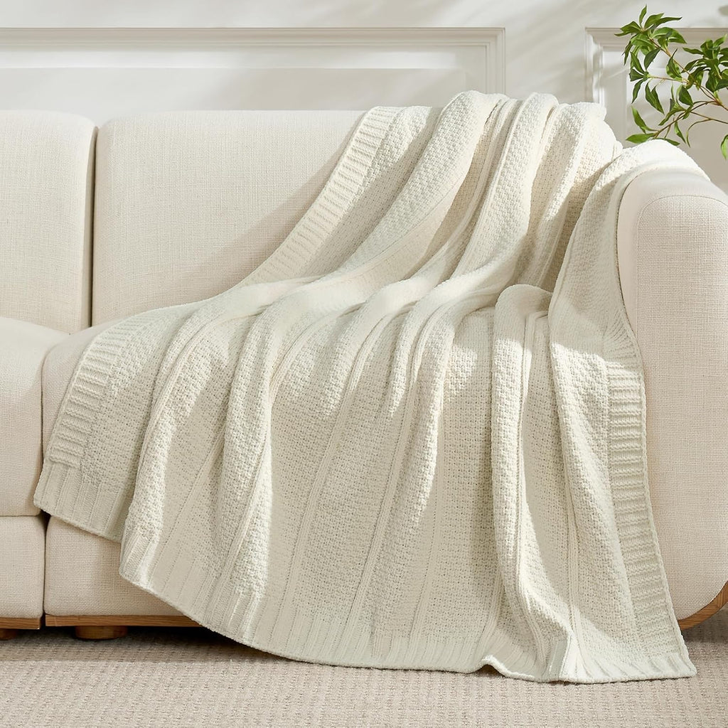 Knit Beige Throw Pillow — 50" - View 3