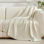 Knit Beige Throw Pillow — 50" - View 3
