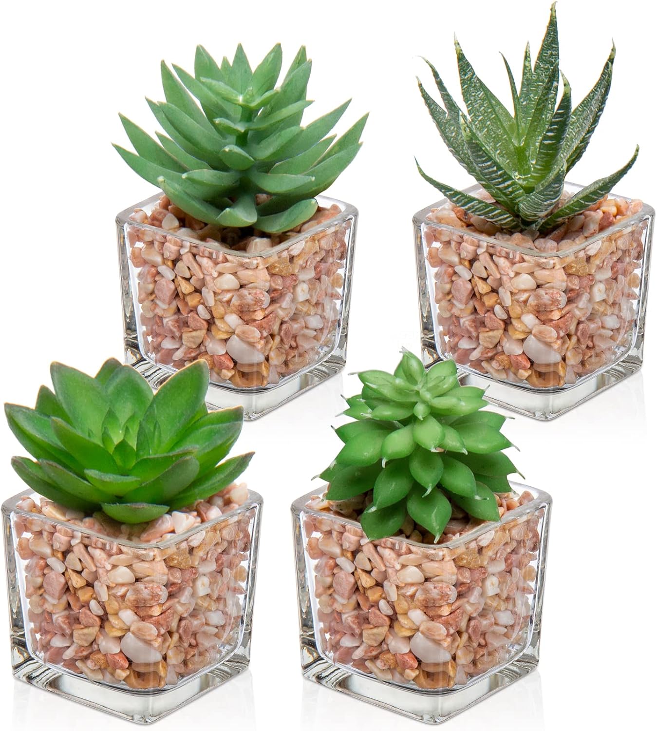 Glass Faux Succulent — 4pcs Succulents#06