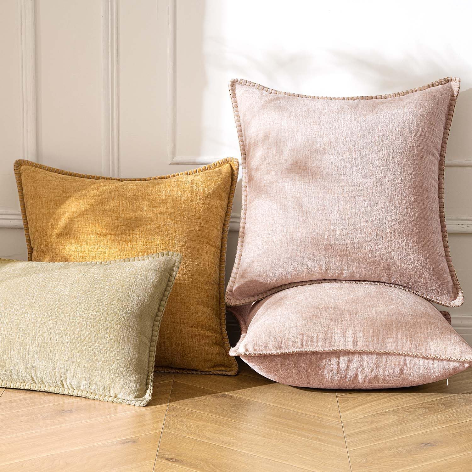 Chenille Boho Pink Throw Pillow Cover — 20" - View 6