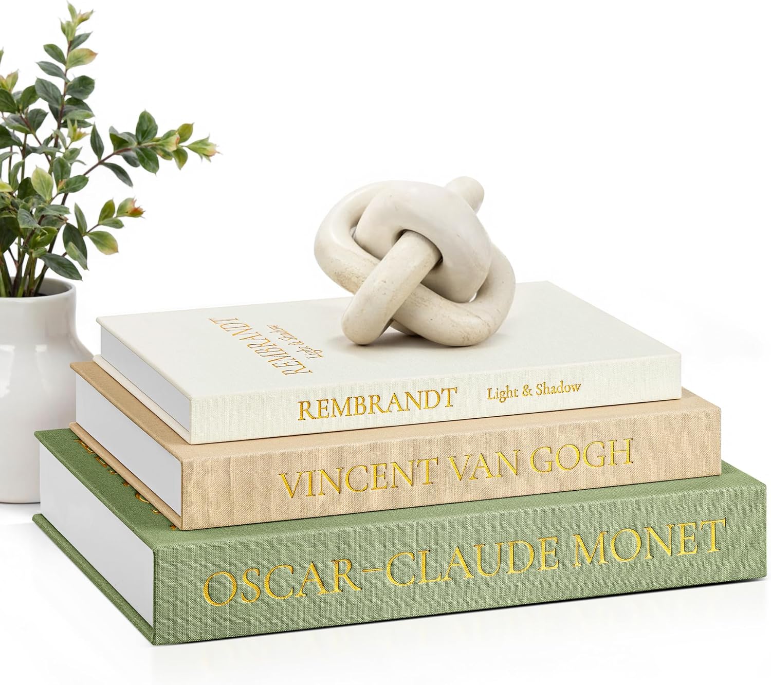 Linen Fabric Vase — Set of 3 — Sage-Beige-Apricot
