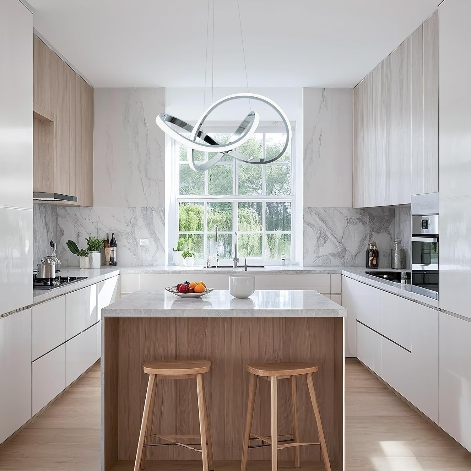 Dimmable Modern Black Chandelier — 7" - View 10