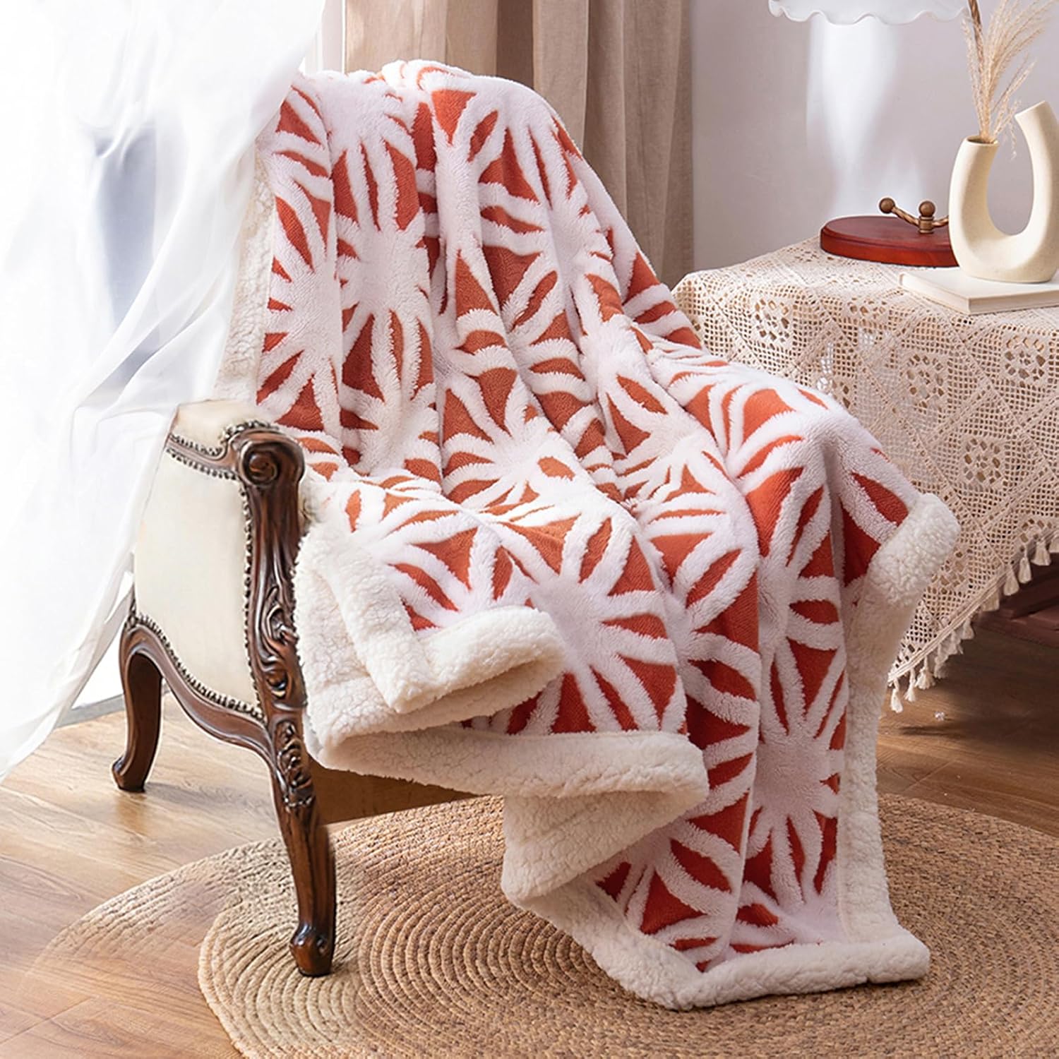 Beige Throw Pillow — 51" — Coral