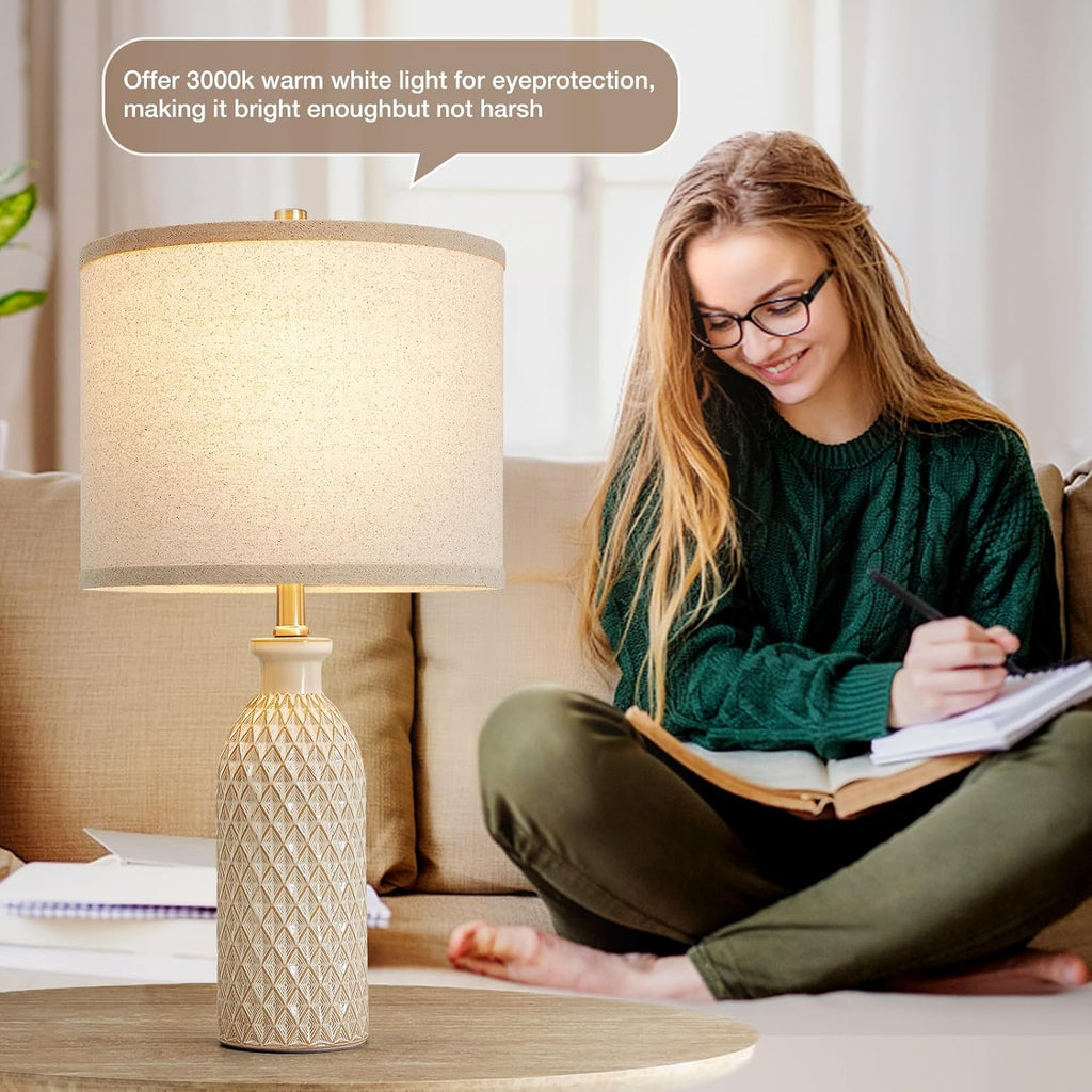 Adjustable Farmhouse Beige Bedside Lamp — 24.8" - View 4