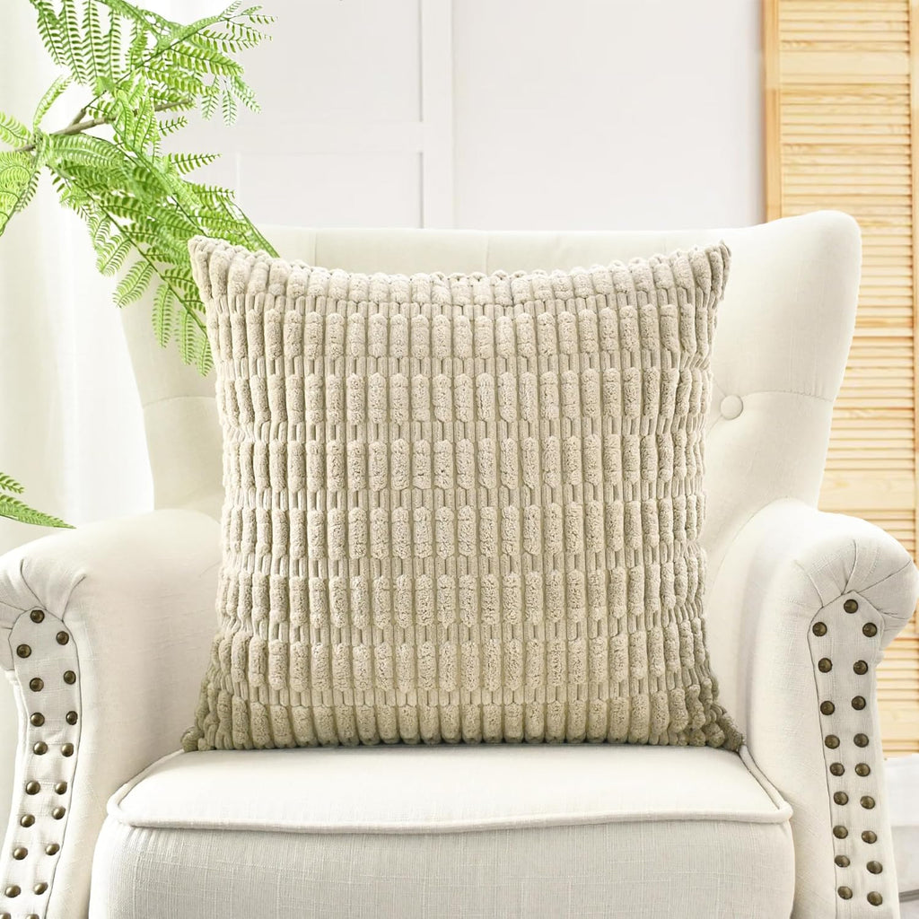 Boho Beige Throw Pillow Cover — 18" - View 3