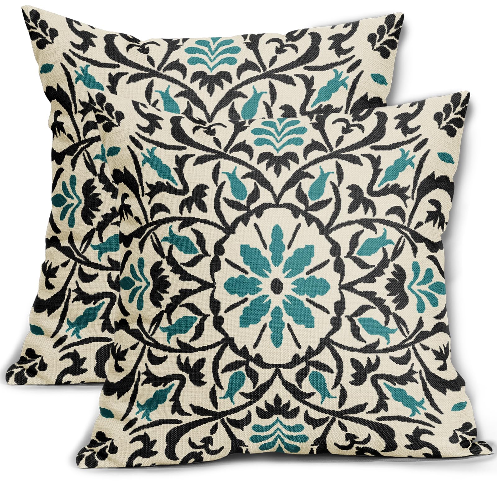 Linen Boho Black Pillow Cover — 18"