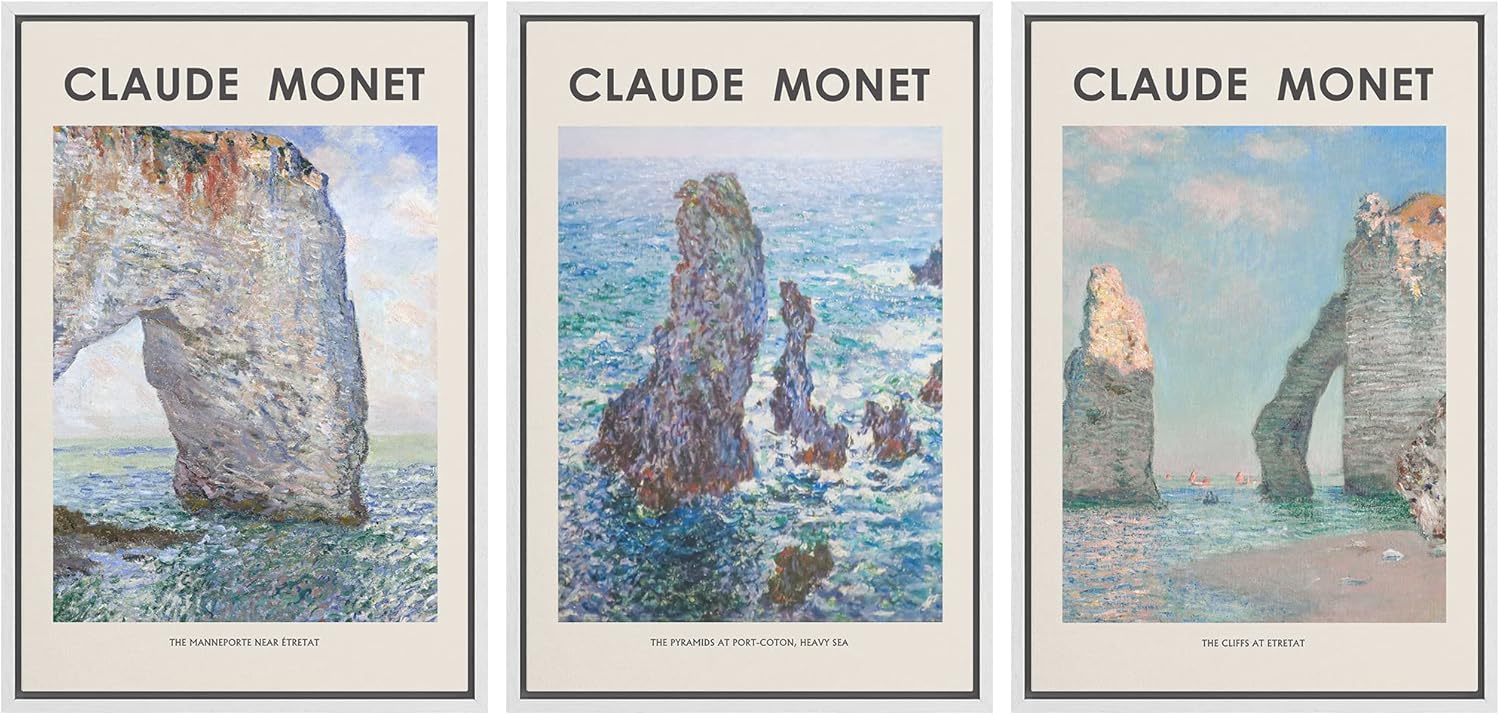 Mid-Century Framed Wall Art — 24" — 24" x 36" x 3 Panels WHITE