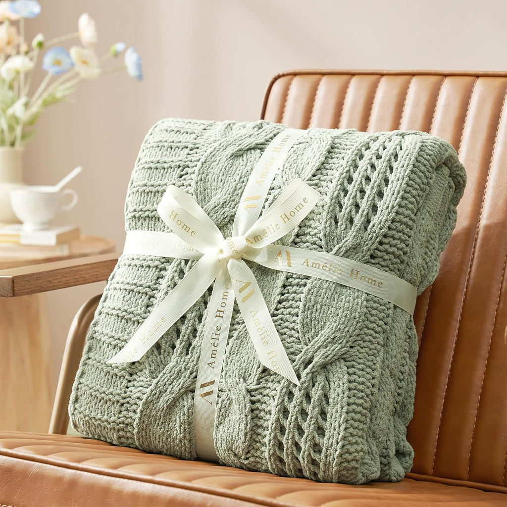 Knit Farmhouse Beige Throw Pillow — 50" - View 7