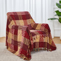 Chenille Boho Red Throw Pillow — 75" — Red Plaid