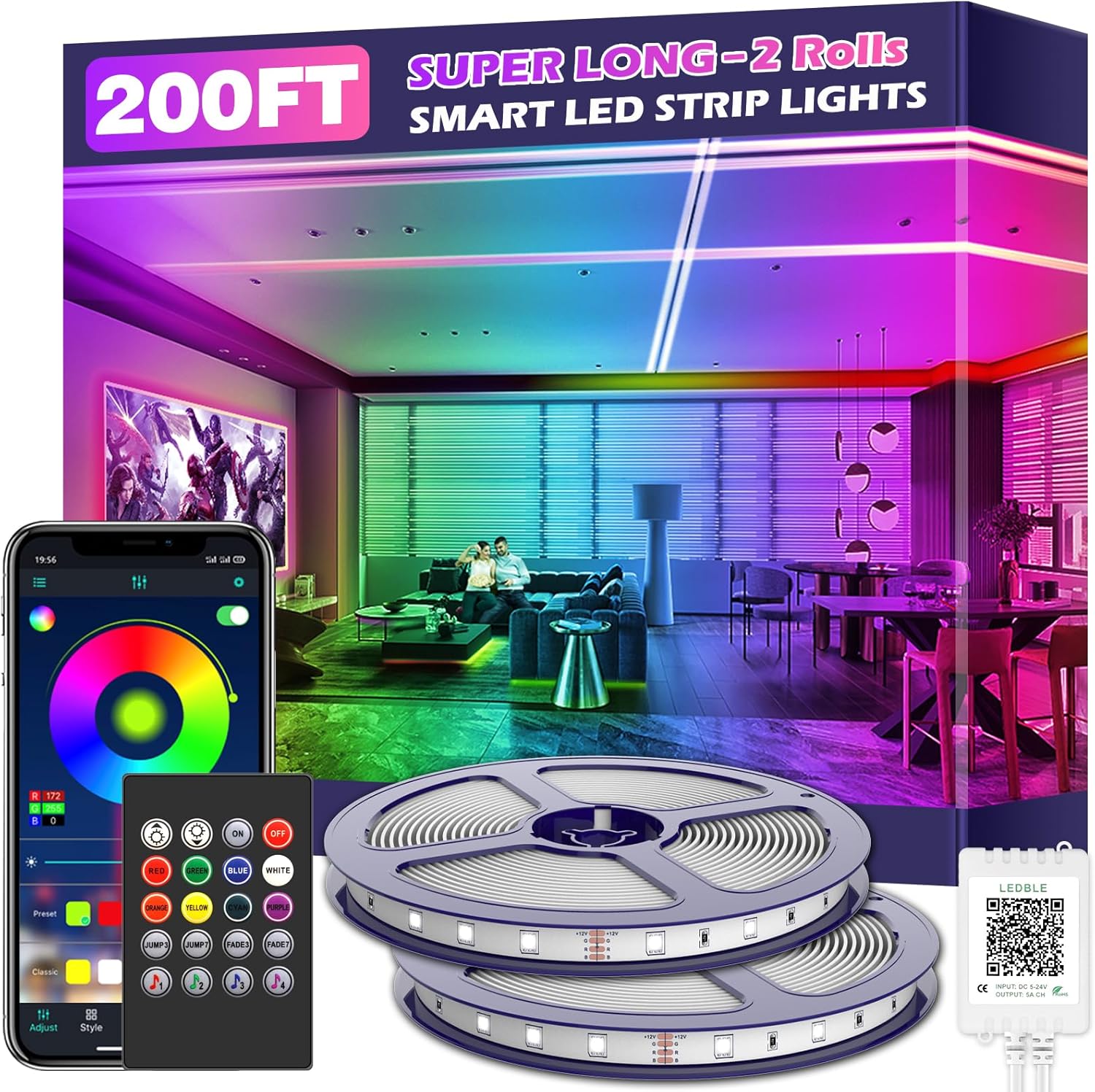 Smart Rattan LED Strip Lights — 200FT/60M