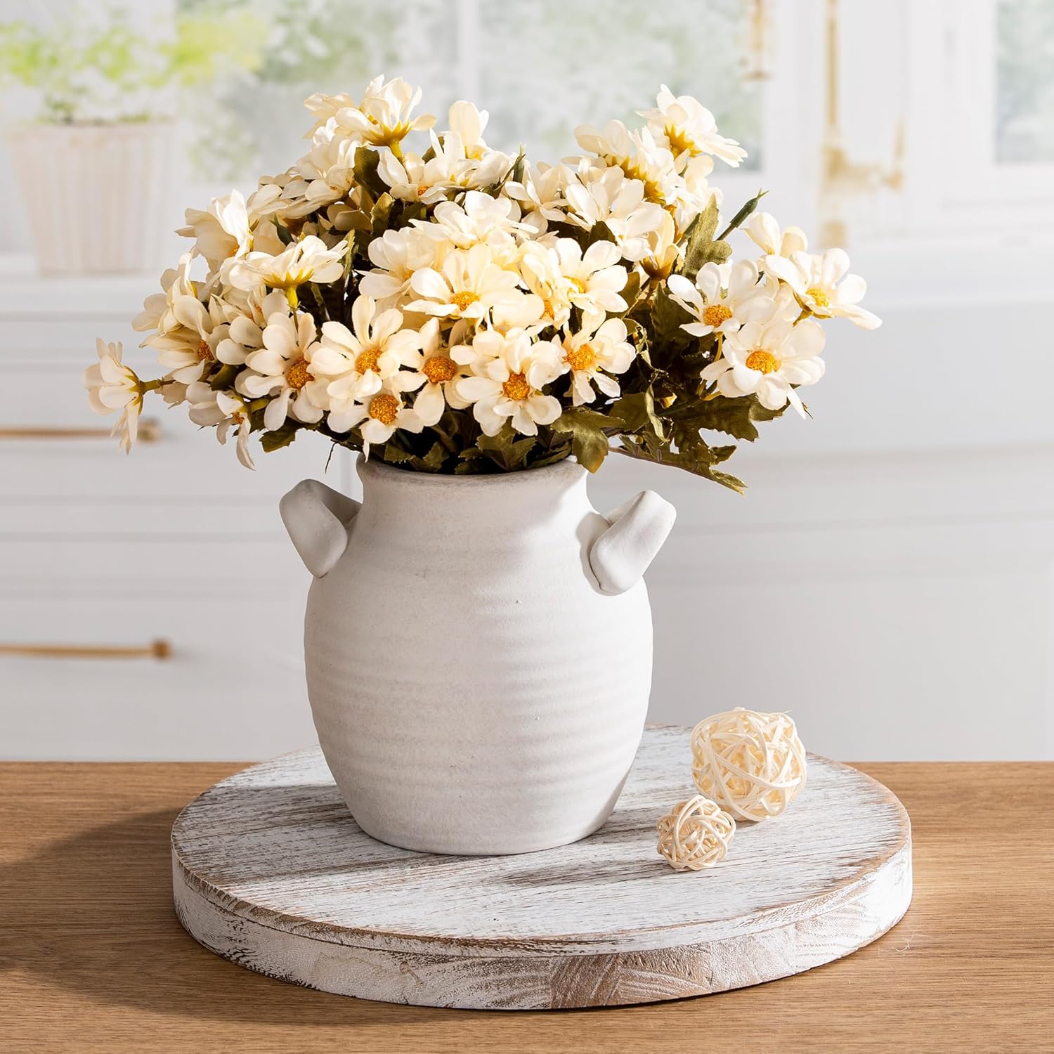 Vintage Farmhouse Brown Flower Vase — 6" — 6" Rustic