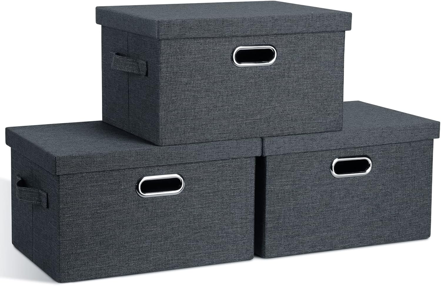 Linen Beige Storage Bin — 6x11 — Dark Gray