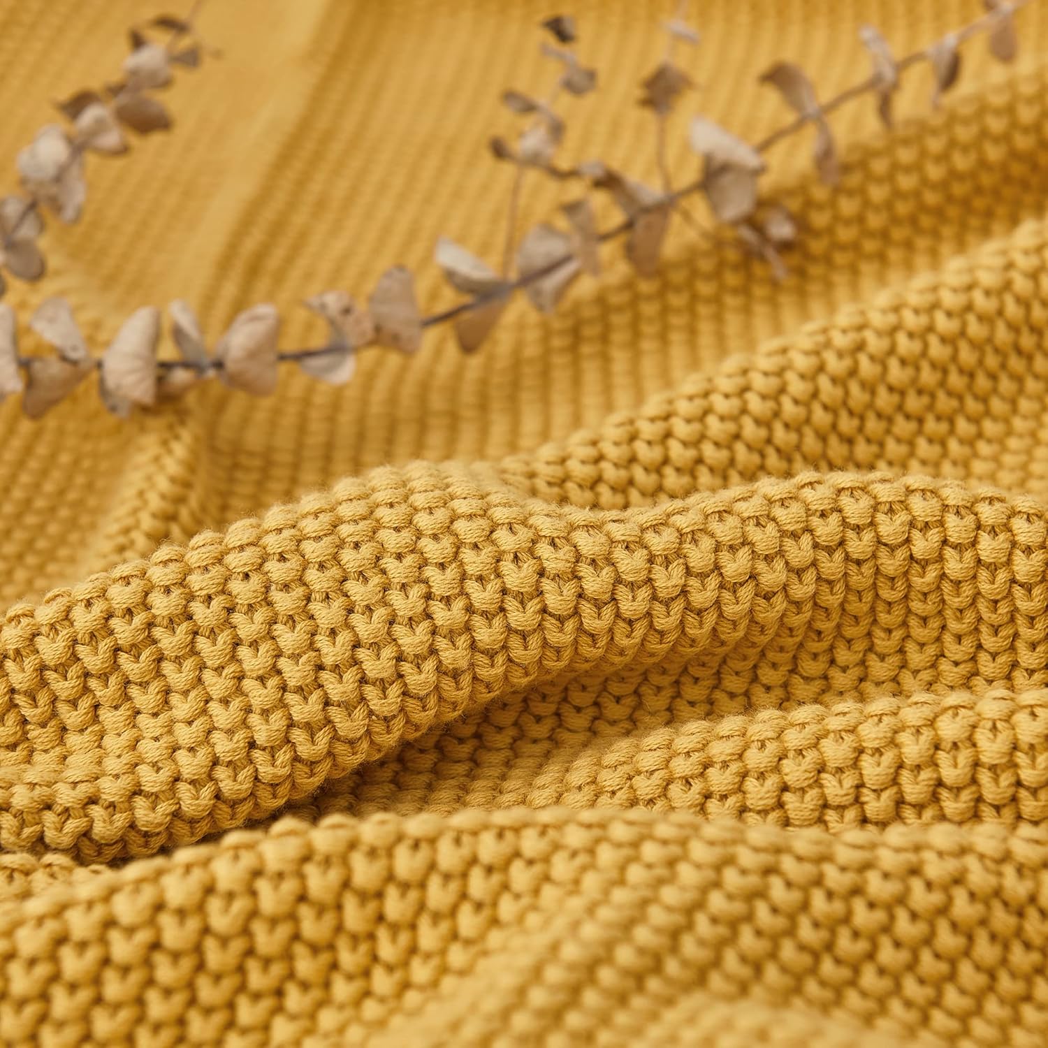 Knit Beige Throw Pillow — 60" - View 3
