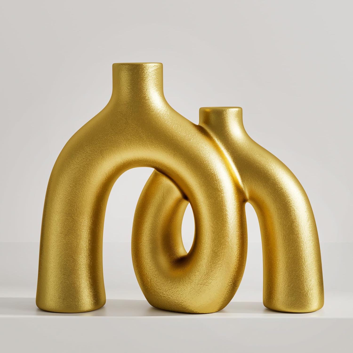 Boho Beige Decorative Vase — Gold