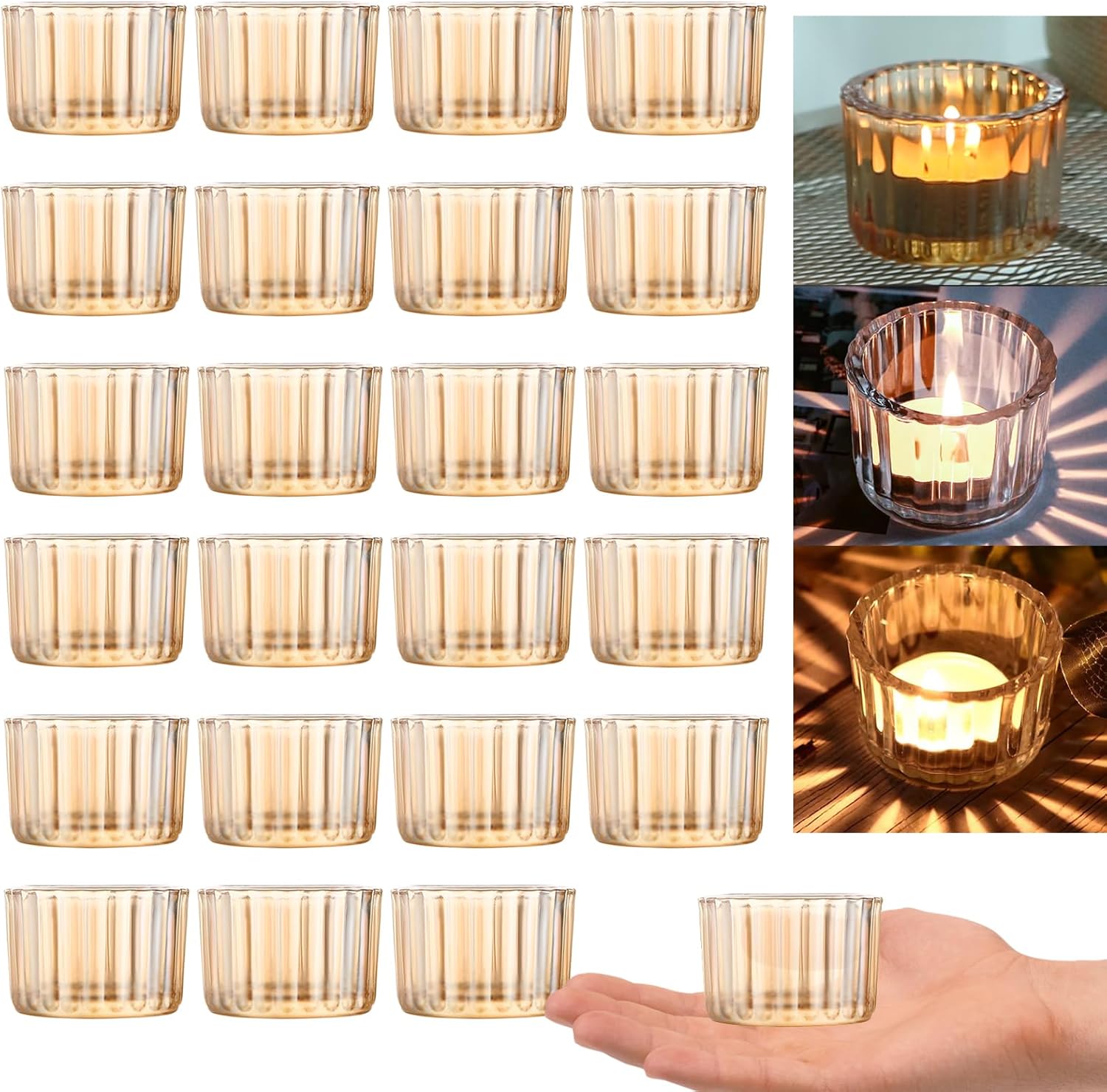 Round Luxe Gold Candle — Set of 24 — Gold