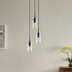 Modern Black Chandelier — 3-Light - View 4