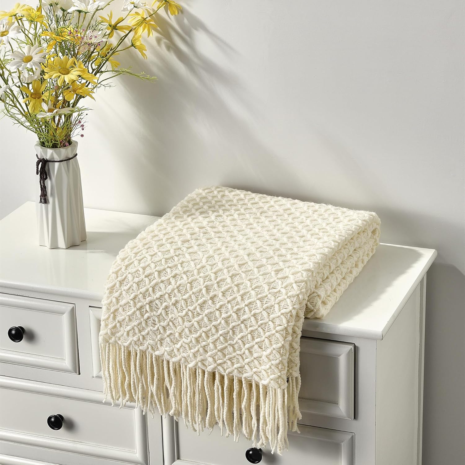 Boho Beige Throw Pillow — 50" — Beige X