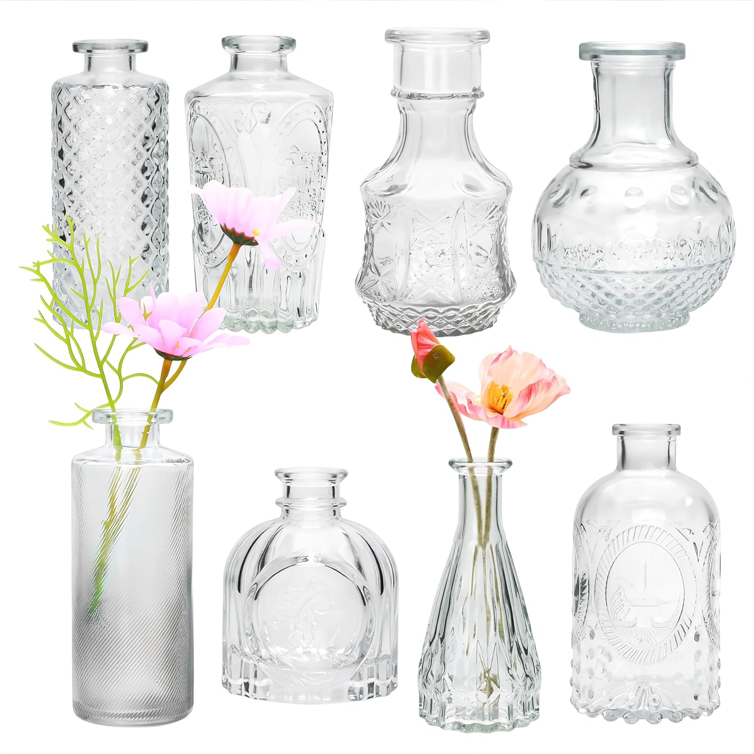 Farmhouse Black Flower Vase — Set of 32 — Clear