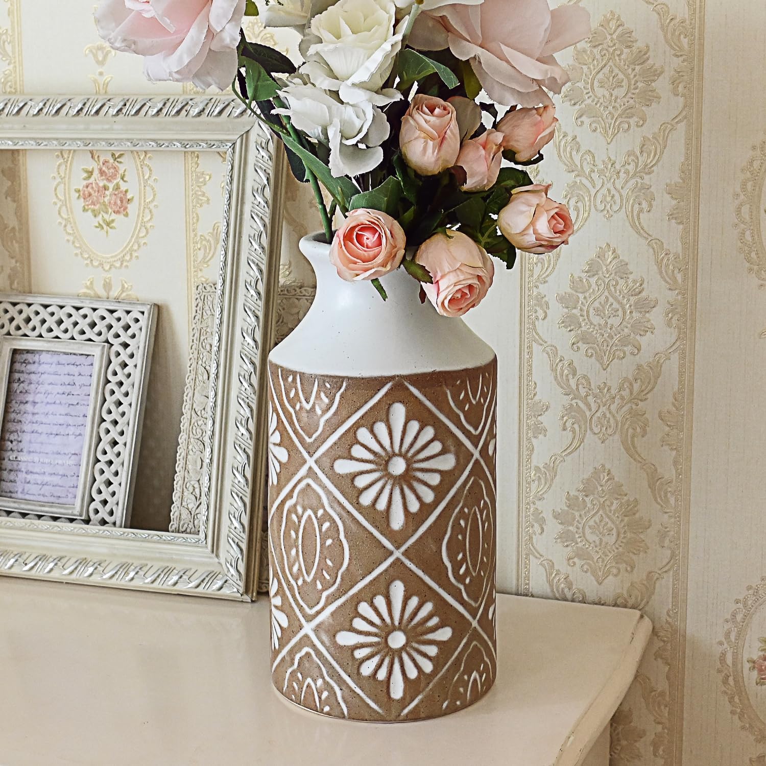 Vintage Farmhouse Ceramic Flower Vase — 11.02" - View 3