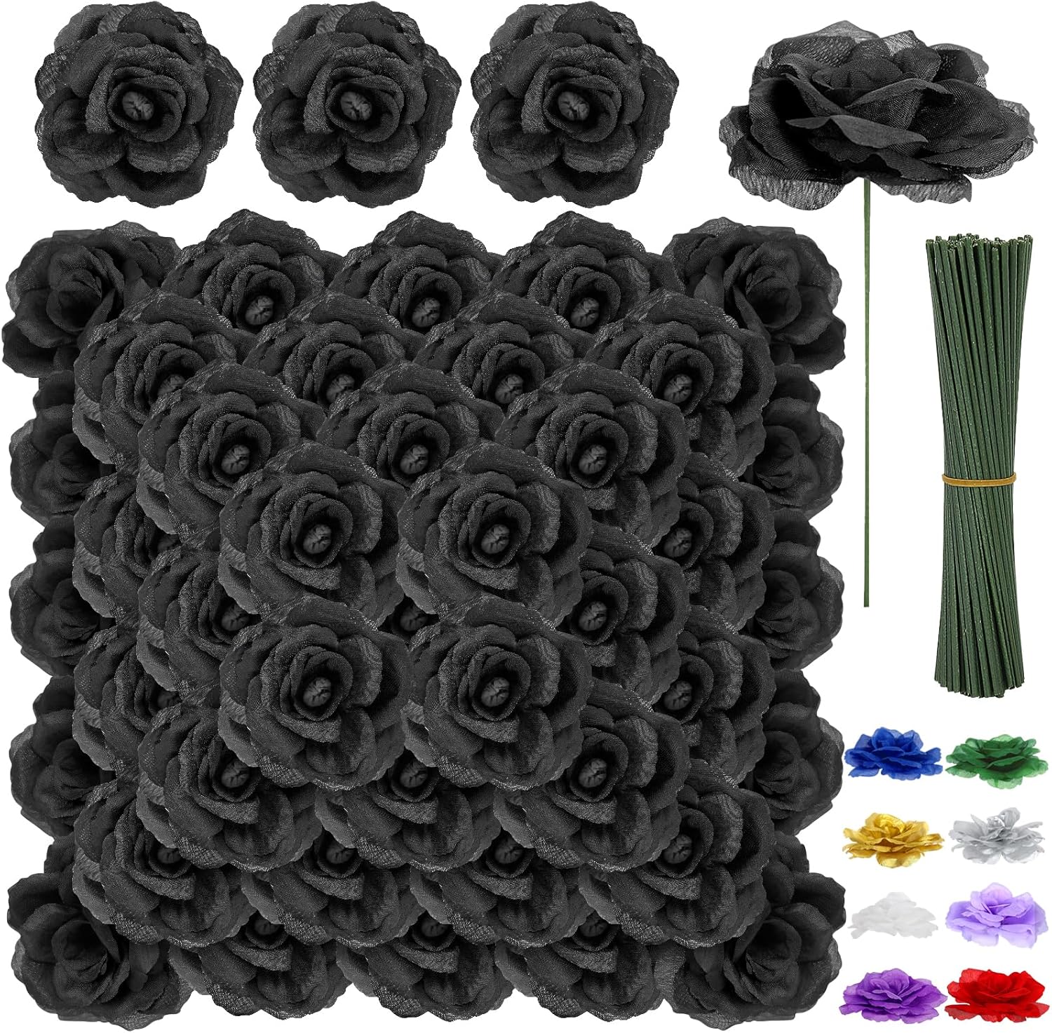 Luxe Black Artificial Flowers — 3.1" — Black