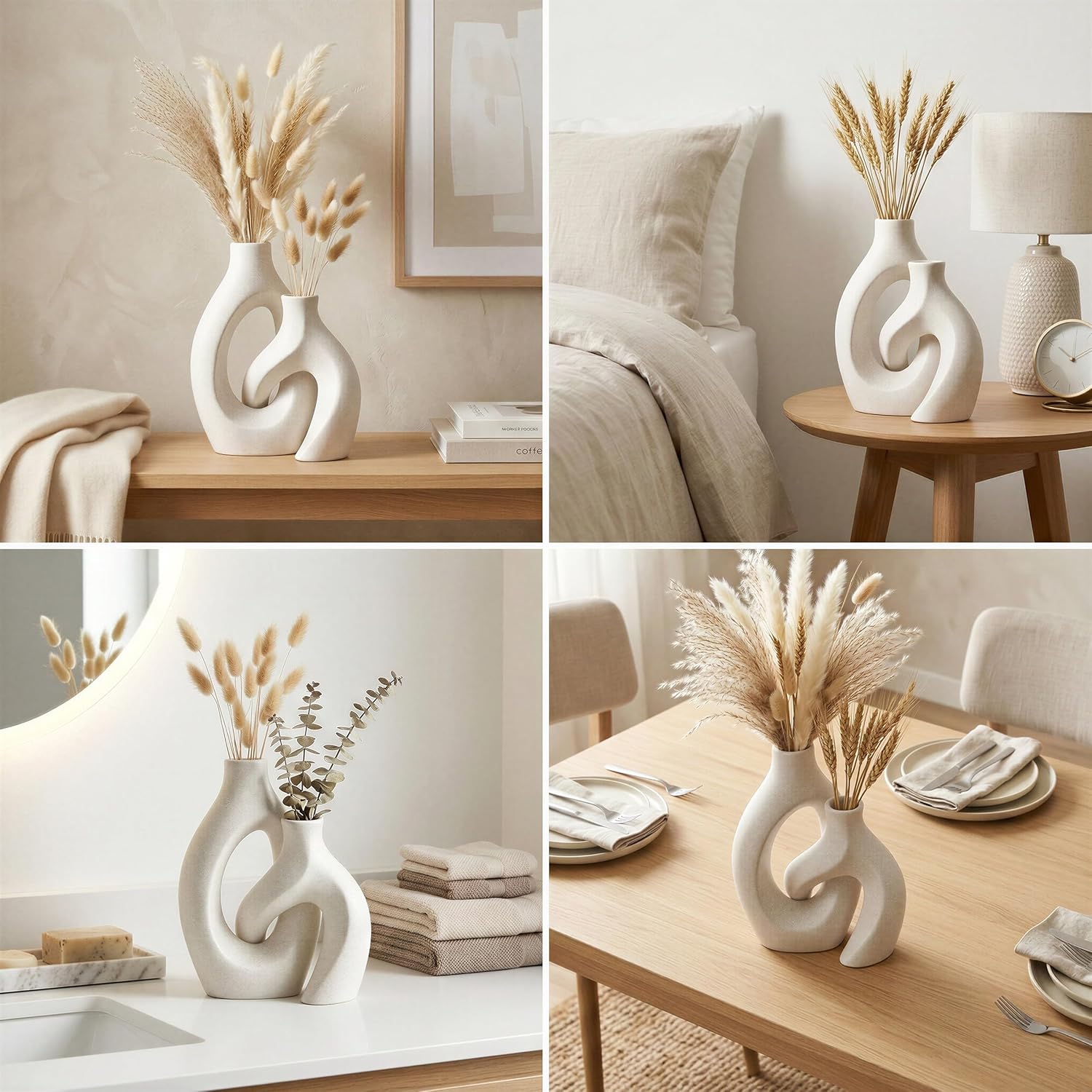 Oval Boho Ceramic Flower Vase — Set of 2 - View 5