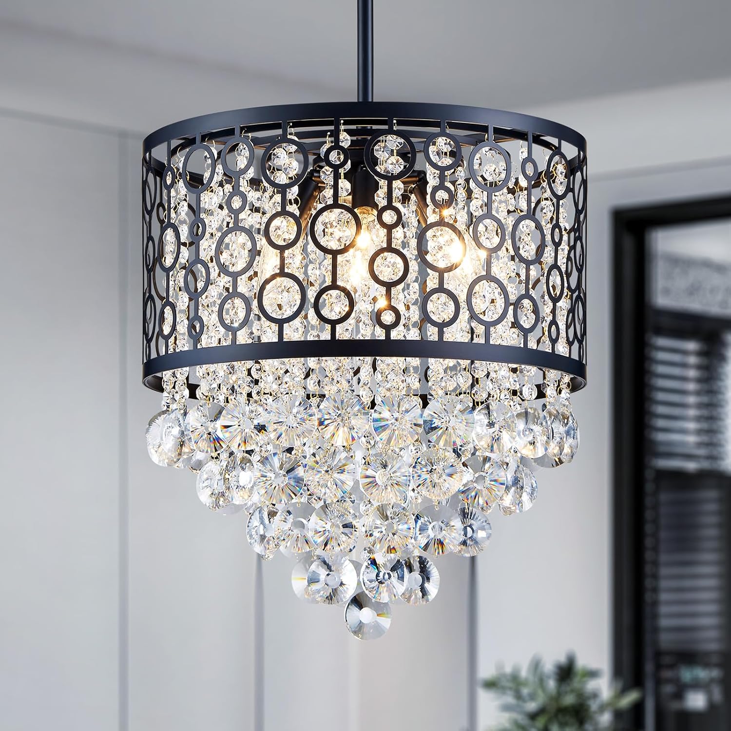 Luxe Black Chandelier — 3-Light — Pendant Light, Black, 6-Light
