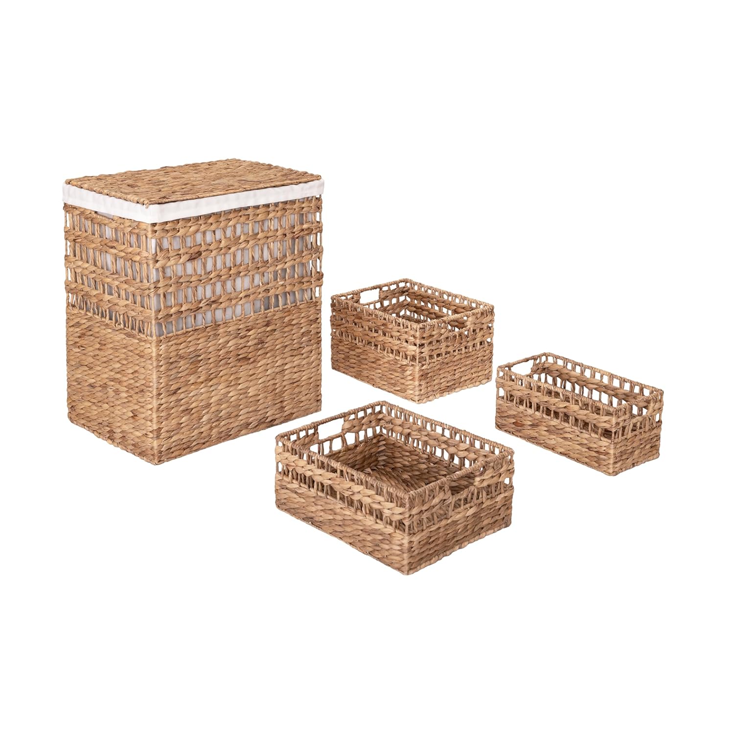 Handwoven Boho Beige Basket — Natural Water Hyacinth