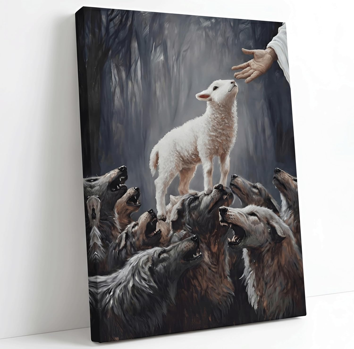 Framed Metal Canvas Wall Art — 24" — Jesus Wolf
