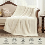 Knit Beige Throw Pillow — 50" - View 6
