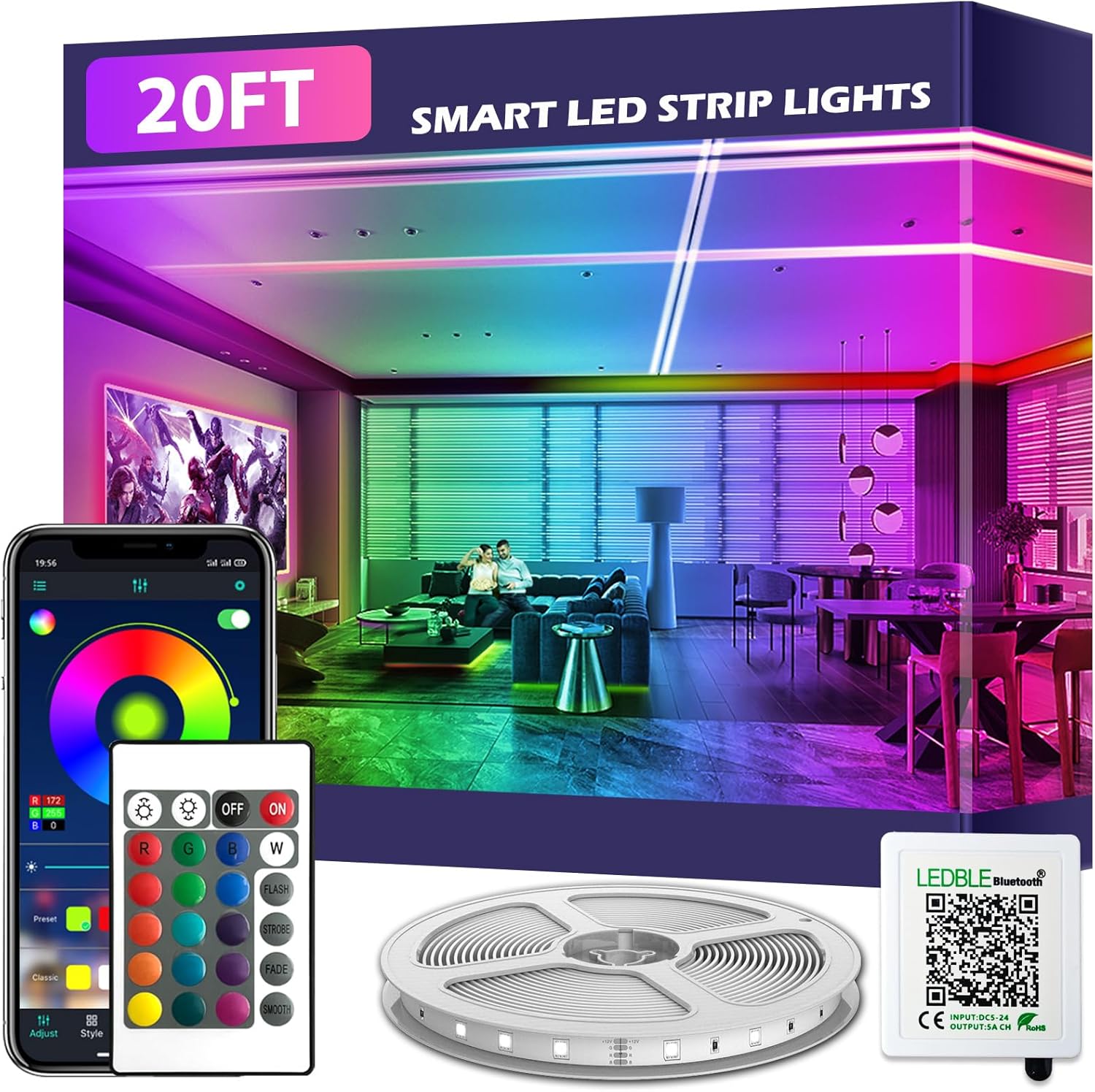 Smart Rattan LED Strip Lights — 20FT