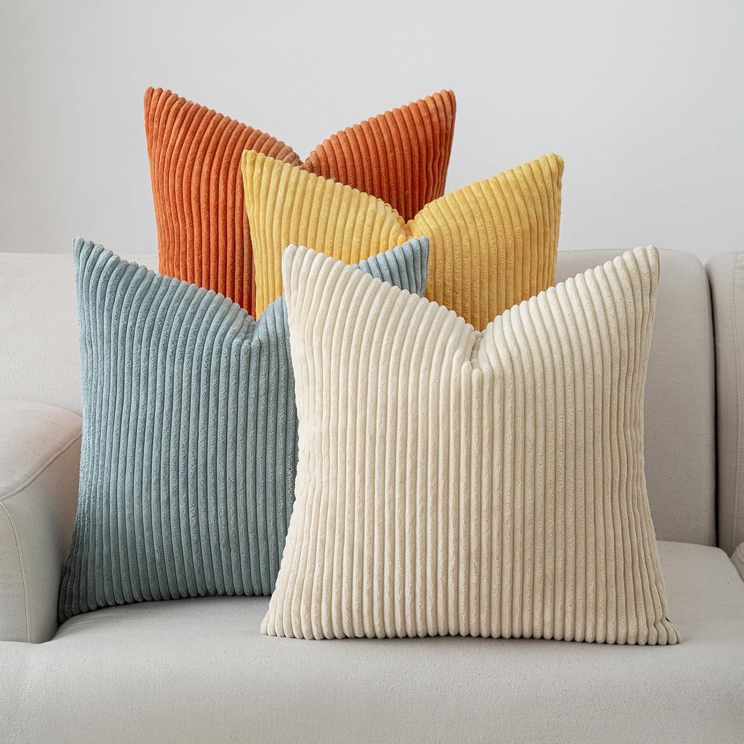 Boho Beige Throw Pillow Cover — 18" — Orange Teal