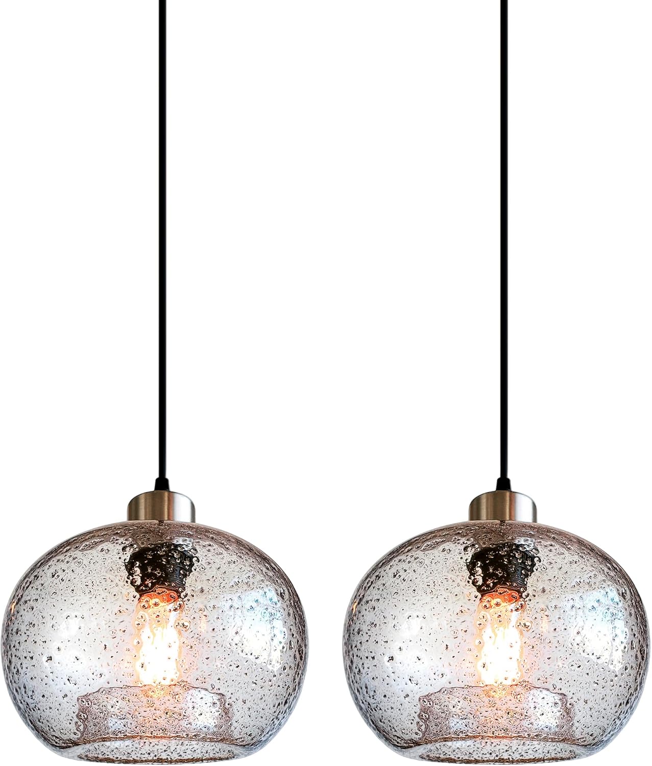 Farmhouse Blue Pendant Light — 7" — Marble Clear 2 Pack