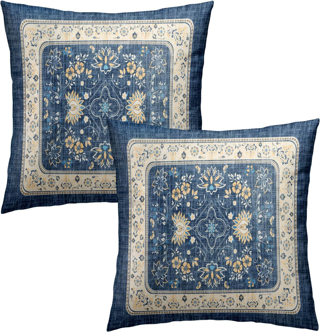 Boho Blue Throw Pillow Cover — 18" - View 2